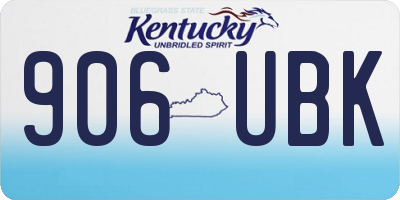 KY license plate 906UBK