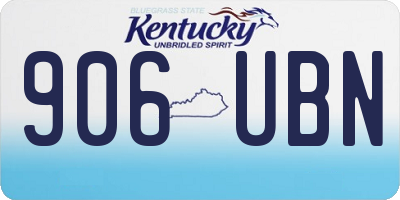 KY license plate 906UBN