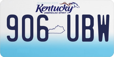 KY license plate 906UBW
