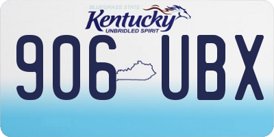 KY license plate 906UBX