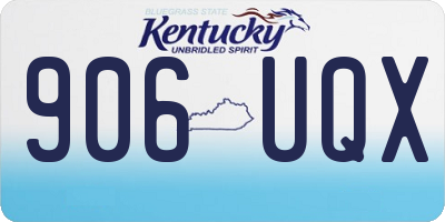 KY license plate 906UQX