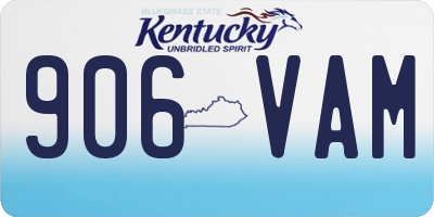 KY license plate 906VAM