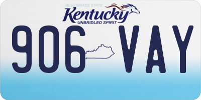 KY license plate 906VAY