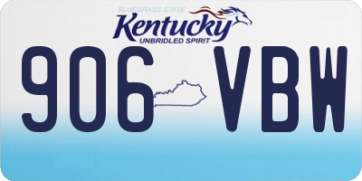 KY license plate 906VBW