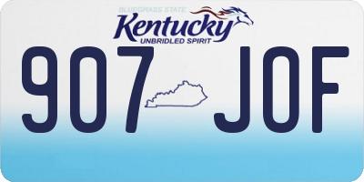 KY license plate 907JOF