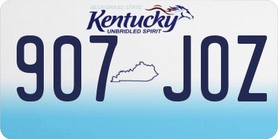 KY license plate 907JOZ