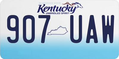 KY license plate 907UAW