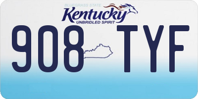 KY license plate 908TYF