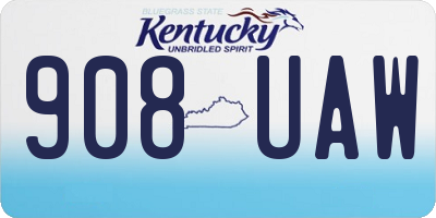 KY license plate 908UAW
