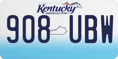 KY license plate 908UBW
