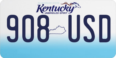 KY license plate 908USD