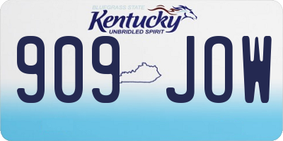 KY license plate 909JOW
