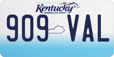 KY license plate 909VAL