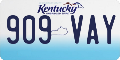 KY license plate 909VAY