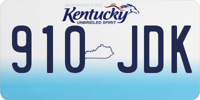 KY license plate 910JDK