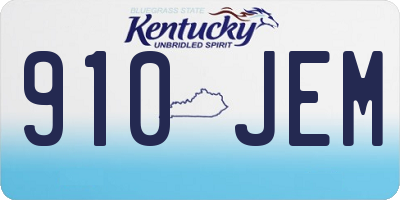 KY license plate 910JEM