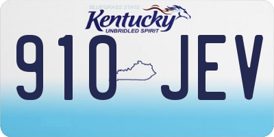 KY license plate 910JEV