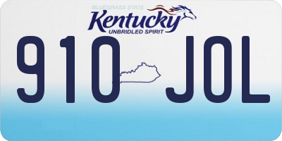 KY license plate 910JOL