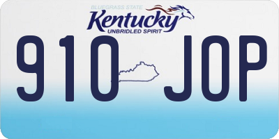 KY license plate 910JOP