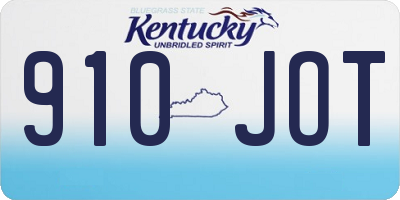 KY license plate 910JOT