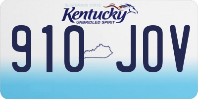 KY license plate 910JOV