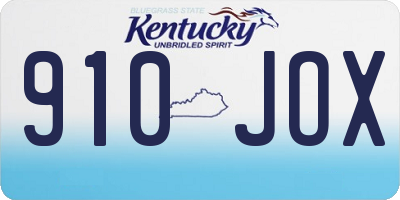 KY license plate 910JOX