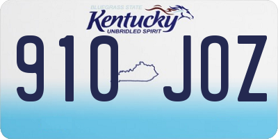 KY license plate 910JOZ
