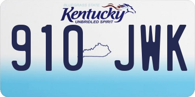 KY license plate 910JWK