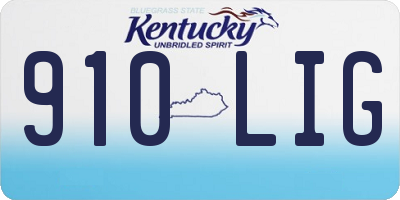 KY license plate 910LIG