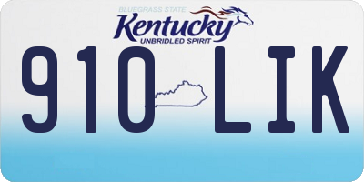 KY license plate 910LIK