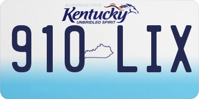 KY license plate 910LIX