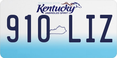KY license plate 910LIZ