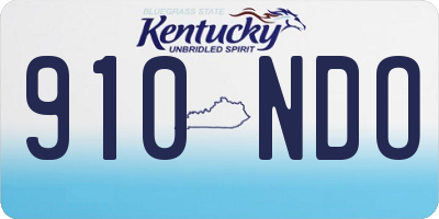 KY license plate 910NDO