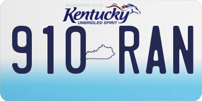 KY license plate 910RAN