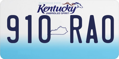 KY license plate 910RAO