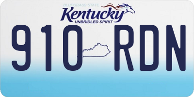 KY license plate 910RDN