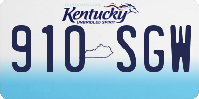 KY license plate 910SGW