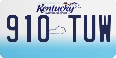 KY license plate 910TUW