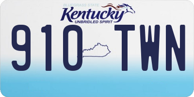 KY license plate 910TWN