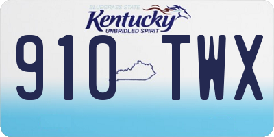 KY license plate 910TWX