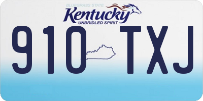 KY license plate 910TXJ
