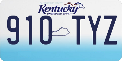 KY license plate 910TYZ