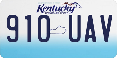KY license plate 910UAV