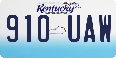 KY license plate 910UAW