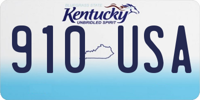 KY license plate 910USA