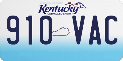 KY license plate 910VAC