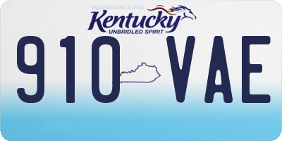 KY license plate 910VAE