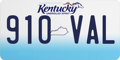 KY license plate 910VAL