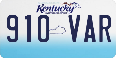 KY license plate 910VAR