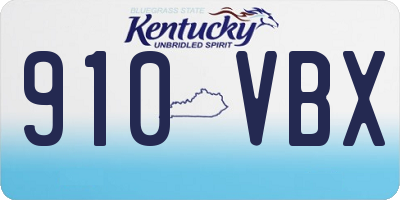 KY license plate 910VBX